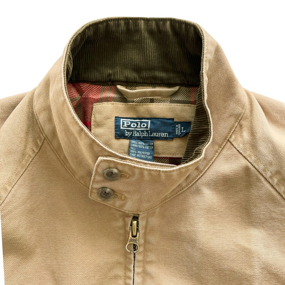 Polo Ralph Lauren Flannel Lined Insulated Canvas Harrington Jacket | LARGE - Picture 4 of 13